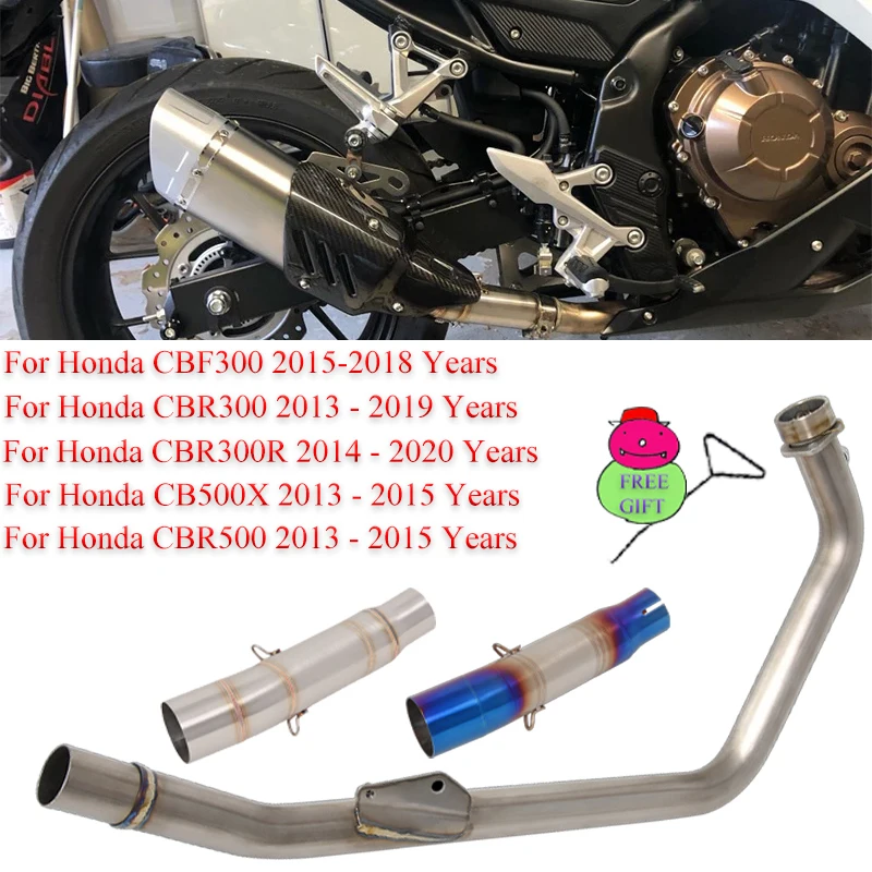 Slip On For Honda CBR500 CB500X CBR300 CBR300R CB300F 2013-2020 Motorcycle Exhaust Systems Escape Moto Connect Front Link Pipe