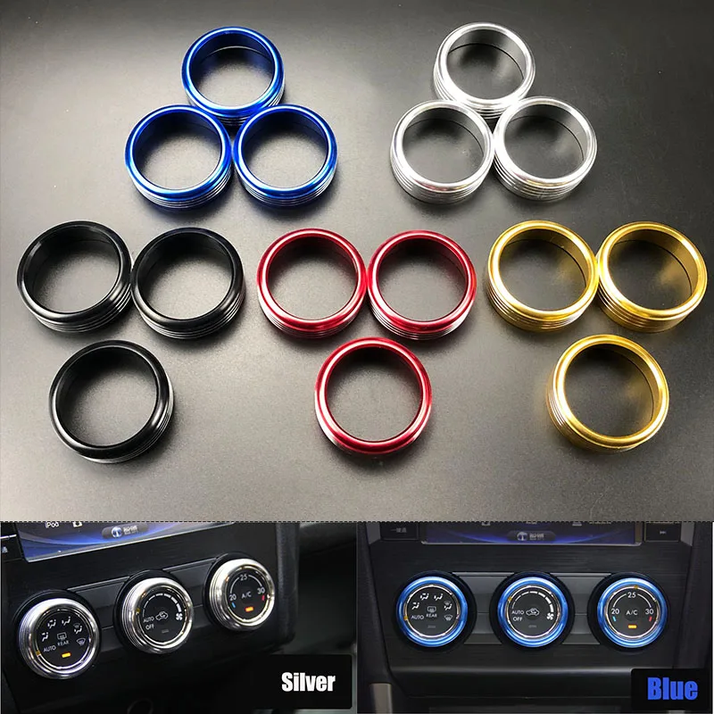 Car Aluminum Alloy Interior Air Conditioning Switch Control Knobs Trim Ring For Subaru Forester Impreza XV Crosstrek WRX Levorg