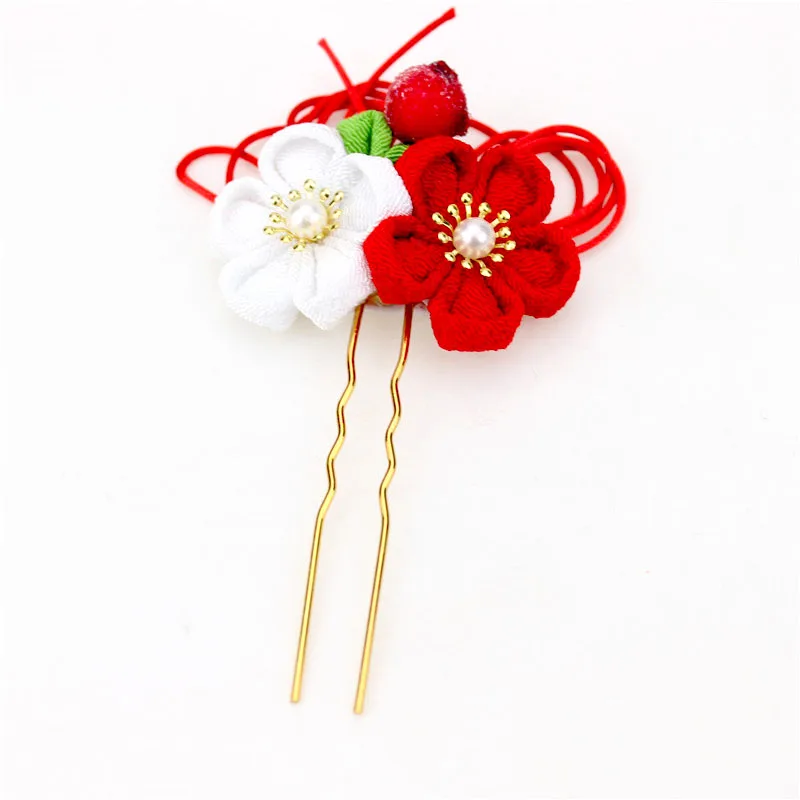 

Japanese Vintage Style Tsumami Hair Pin Kanzashi Flower Kimono Yukata Hanfu Accessories Head Wear Hair Pins Bead HW013-01