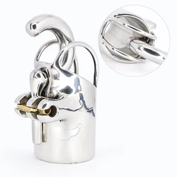 PA Customizable Stainless Steel Male Chastity Cage with PA Puncture Design and Stealth Lock for BDSM Adult Games