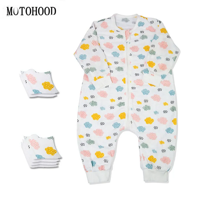 MOTOHOOD Cartoon Linen Baby Sleeping Bag Newborns Infant Sleepwear Cotton Linen Baby Swaddles Wrap Blankets Sleep Sack