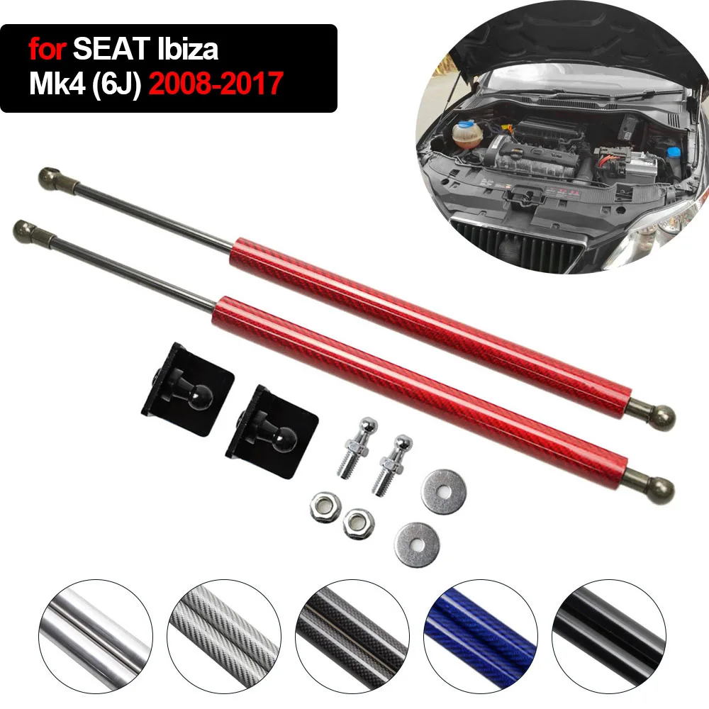 Dla SEAT Ibiza Mk4 (6J) 2008-2017 Przednia maska silnika Modyfikacja amortyzatorów gazowych Podnośnik z włókna węglowego Amortyzator amortyzatora