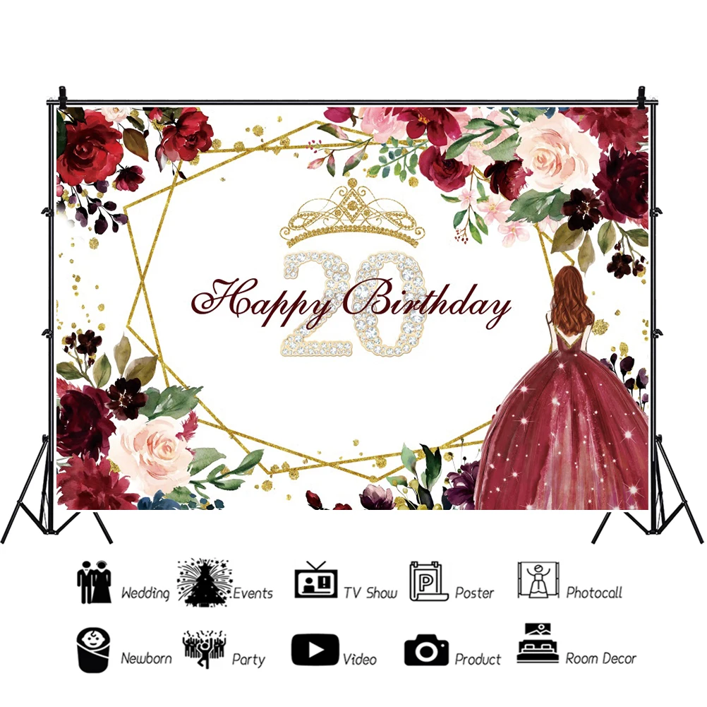 誕生日の写真の背景美しい花のプリンセスポートレートカスタム写真背景家族のパーティーの装飾写真スタジオ