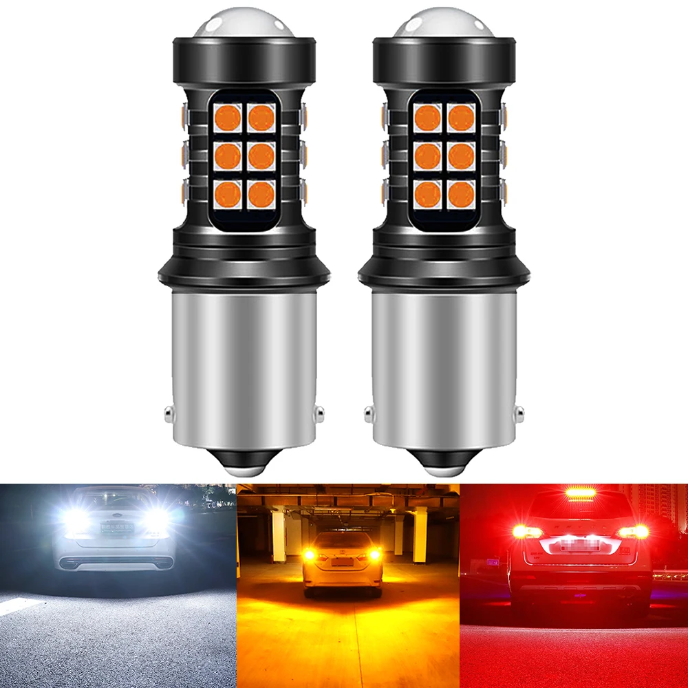 

2pcs White S25 1156 P21W BA15S LED BAY15D BAU15S PY21W T20 LED 7440 7443 W21W 3157 P27/7W 1157 led Bulbs For Turn Signal Light