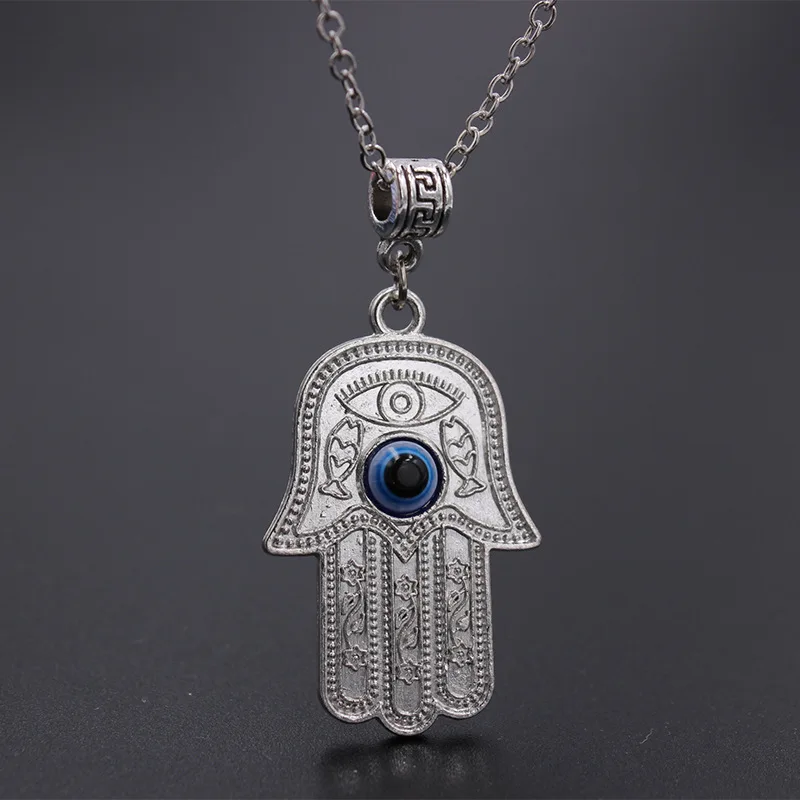 1PC Heart Star Blue Evil Eye Pendant Necklace For Women Alloy Key Sun Fatima Hand Round Eye Necklace Choker Jewelry N309