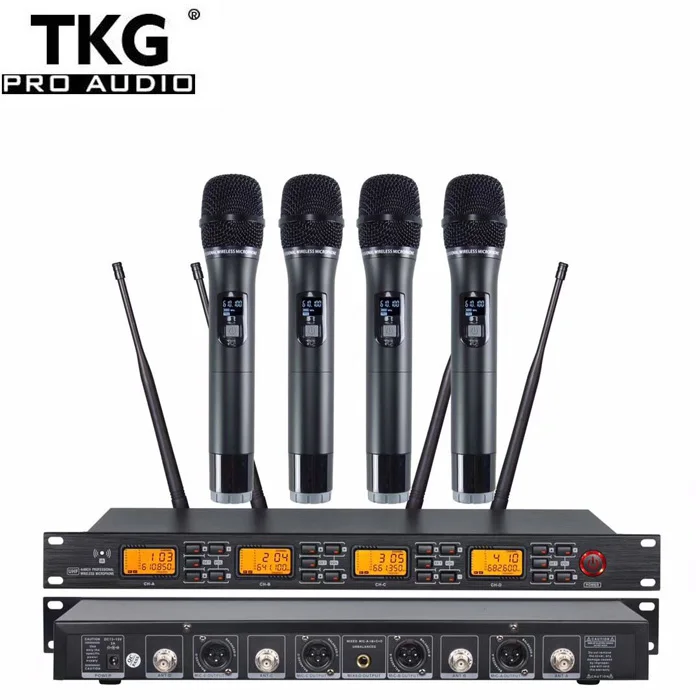 UR-4000 UHF 640-690MHz  4 mic wireless 4 channel wireless microphone system micrfono profesional wireless handhold microphone