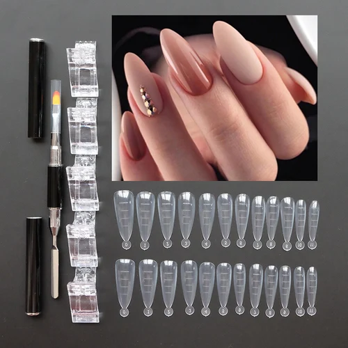 Imagen 1 del producto Lurayee-cepillo de Gel con puntas de extensión de uñas, doble punta, Clip, molde de uñas, cubierta completa, herramientas de Gel UV para extensión