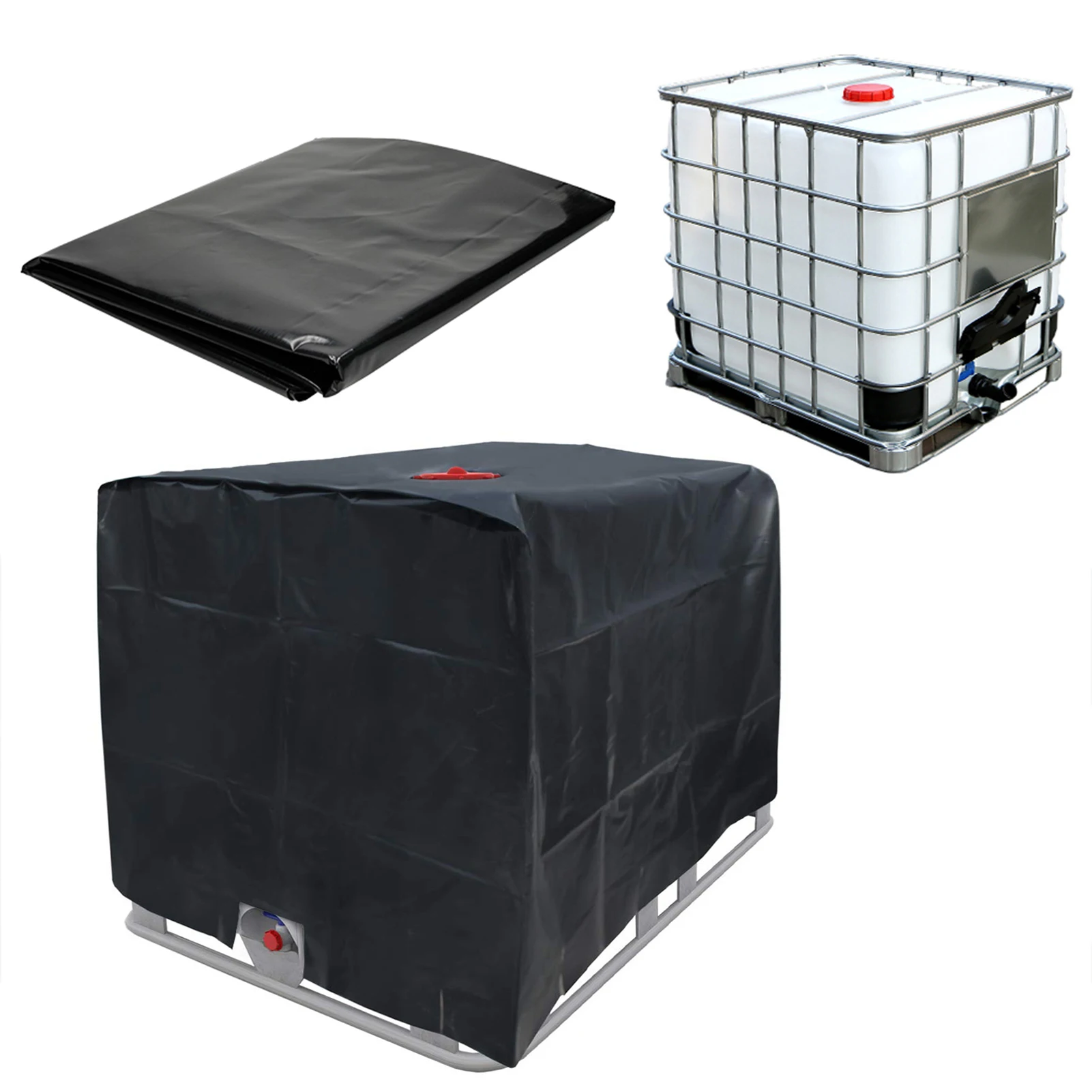 IBC Ton Barrel Accessories Balck Water Tank Cover 1000 Liter Container Aluminum Foil Waterproof Dustproof UV Cover 210D