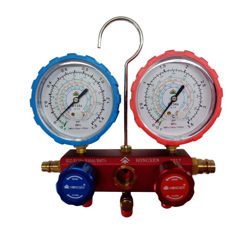 Automotive Air Conditioning Fluorination Meter SET HS-S36GQC-12 Refrigerant Snow Pressure Gauge Liquid Meter Double Valve