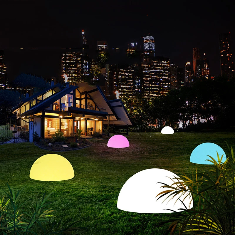 LED luminous ball outdoor waterproof plug garden lawn decorative light colorful hemisphere light creative floor lamp