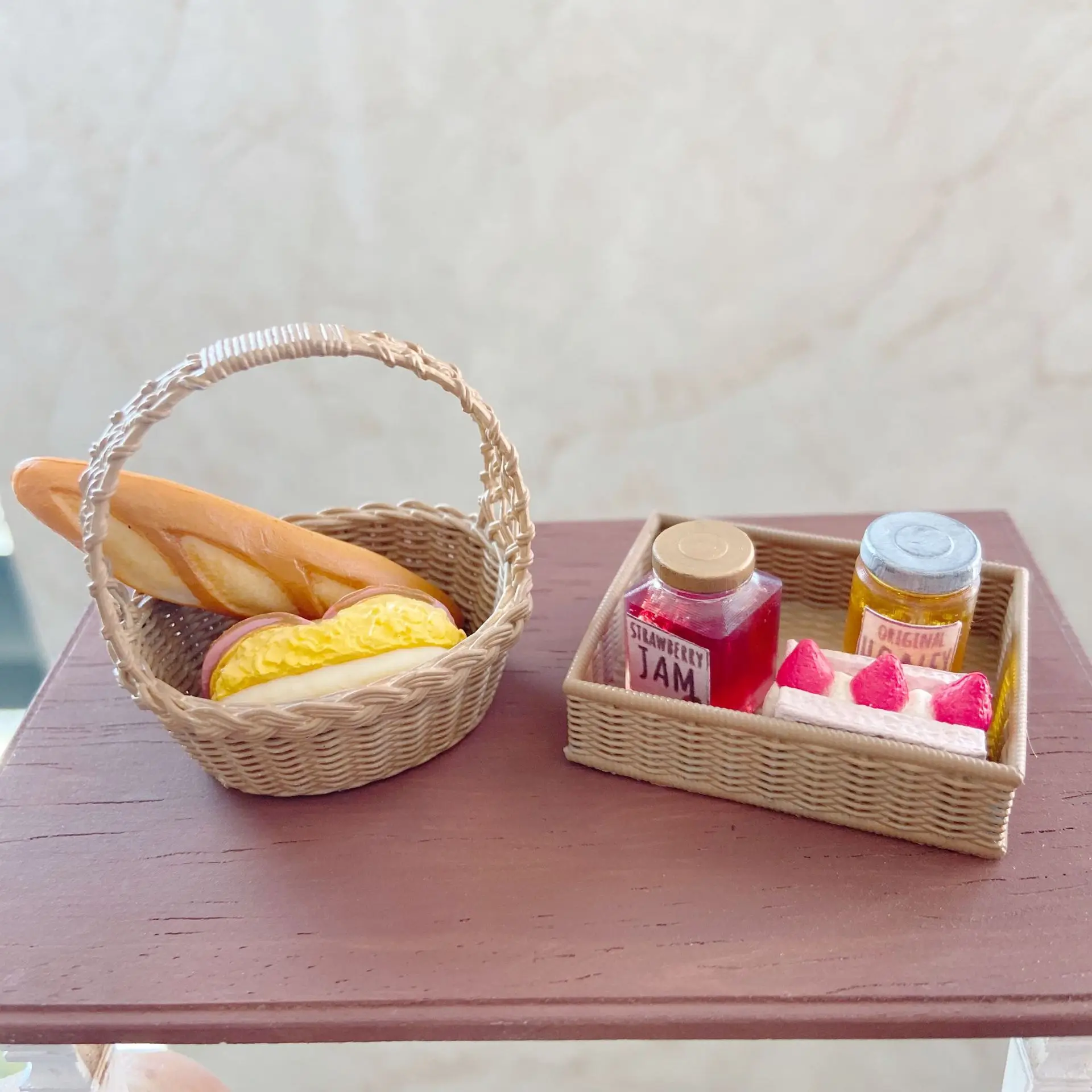 1PCS 1/6 Scale Miniature Storage Basket Cute Mini Food Basket for 1/6 1/8 Blyth Barbies BJD Doll House Decor Kitchen Play Toys