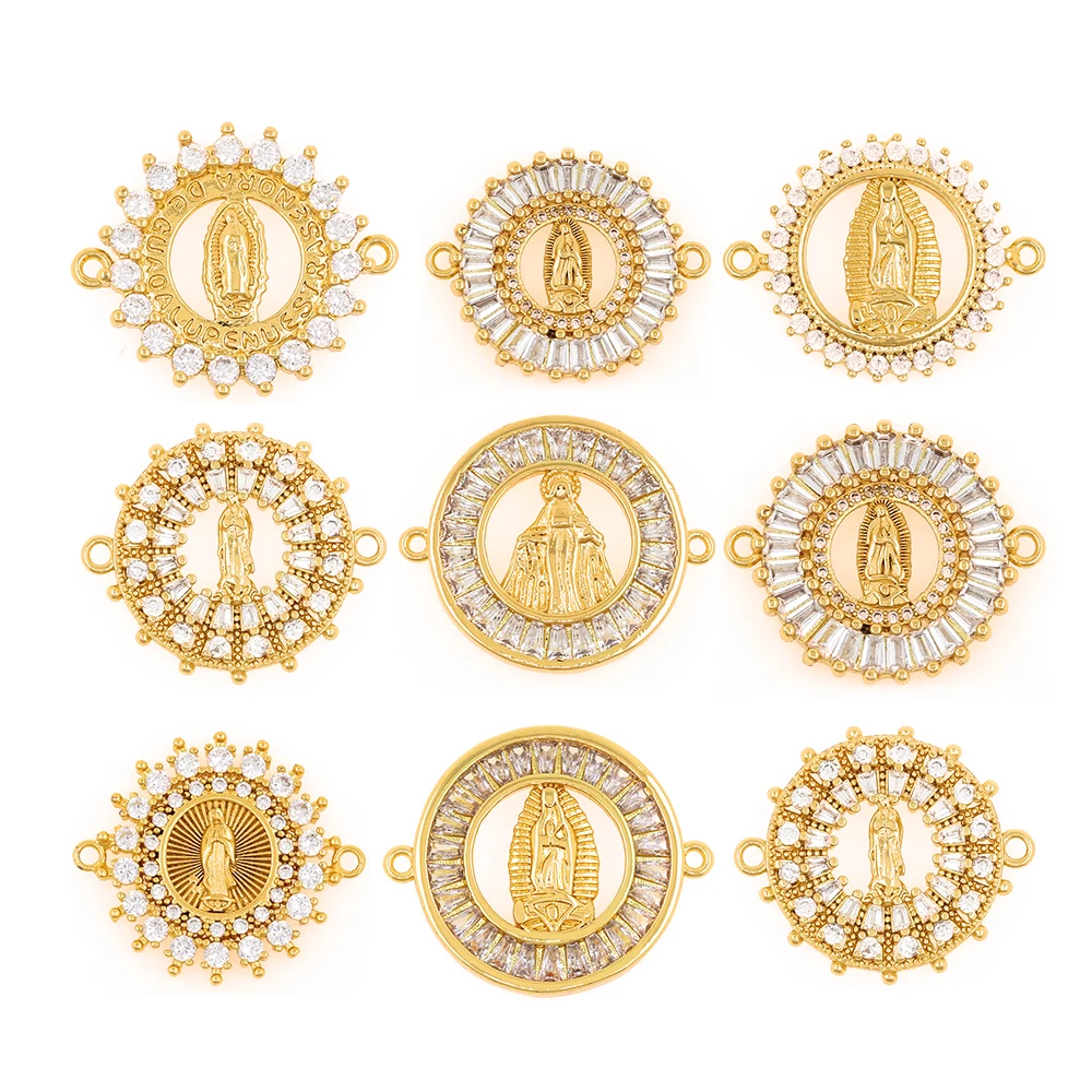 2021 Tendy Charms Catholic Vintage Virgin Mary Pendant For DIY Handmade Findings Jewelry Two Hole Connectors Making Accessories