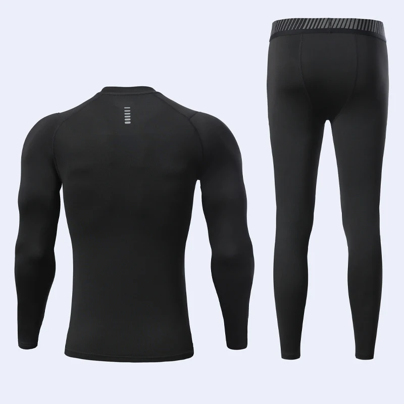 Tight Sport Sets Men Thermal Underwear Soccer Jersey Compression Gym Bodybuilding Suit Quick Dry Male Running Clothes