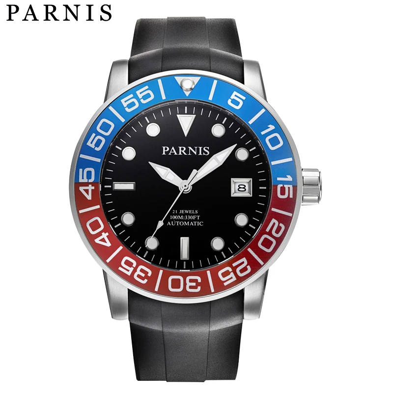 

Parnis Casual Automatic Men's Watch Relojes Hombre Sapphire Crystal Rubber Luminous Auto-Date Mechanical Watches Clock Men