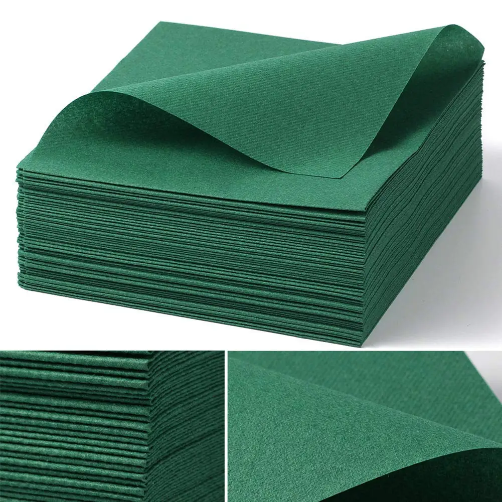 Servilletas de papel desechables para invitados, servilletas verdes, toallas de mano para cena, toalla Airlaid, decoraciones de mesa para fiesta de