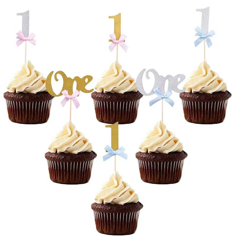 

Custom Name Glitter Cupcake Toppers, One Cupcake Toppers, First Birthday Party Treat, Dessert Pick Toppers