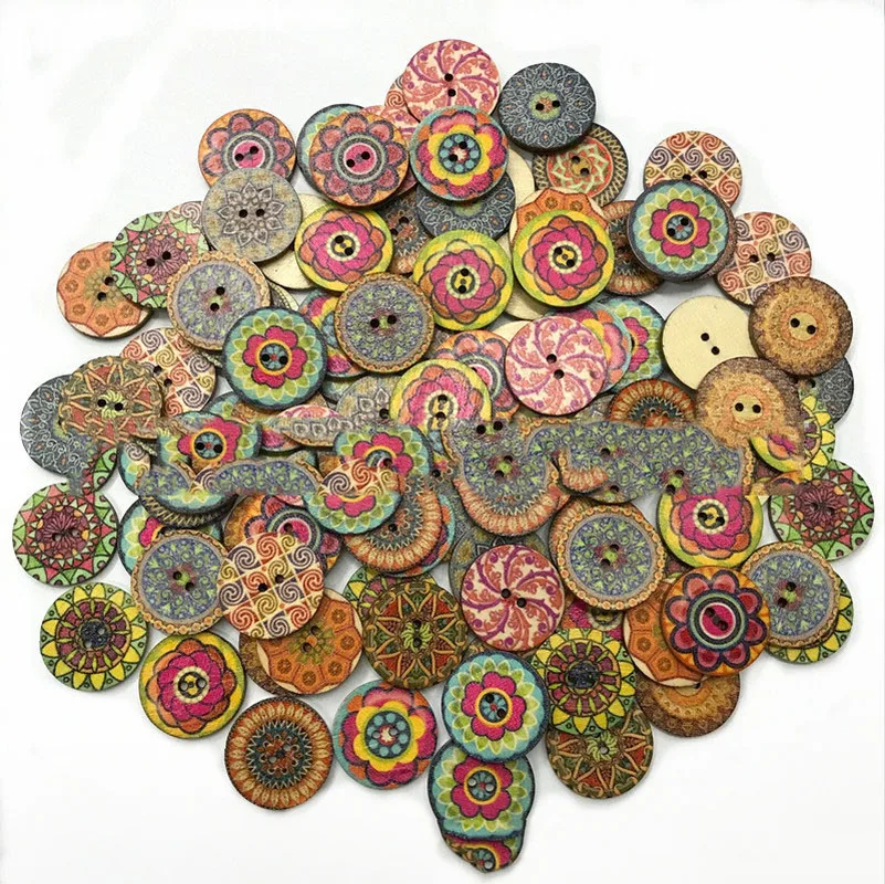 400PCS 2 Hole 15/20mm 25mm Wooden Buttons Sewing Diy Crafts Scrapbooking Round Wood Button for Clothes Coat Handmade Accessories