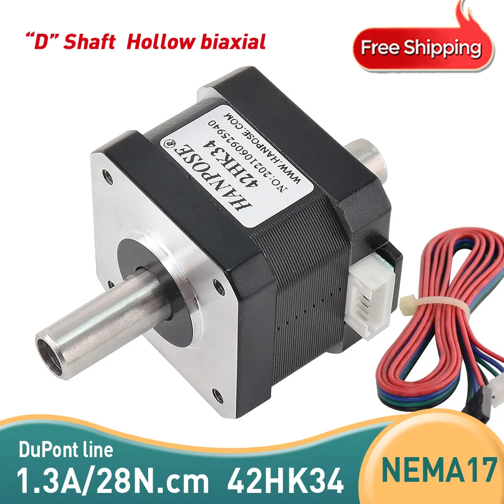 

Nema 17 Stepper Motor 42BYGH34 1.3A 28N.CM 42HK34 Hollow Biaxial Motor 4-Lead For 3D Printer 42 Step Motor