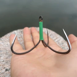 Anti Rust Treble Hooks Non-barb Triple Hooks Large Fishing Hook Anzuelos De Pesca Mar Three Anchor Hooks Carbon Steel Fish Hooks