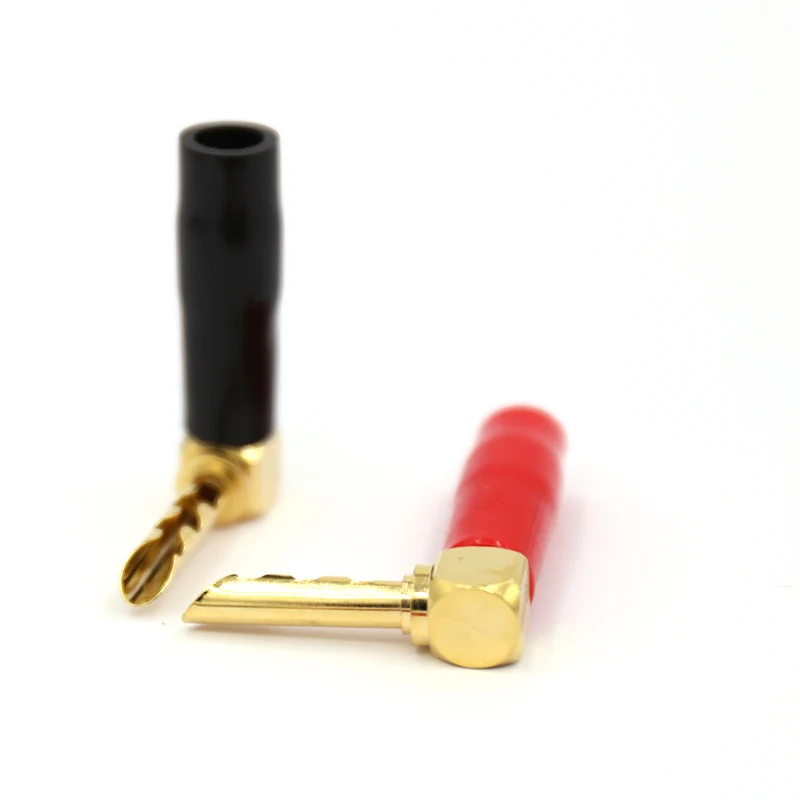 4x BA1448 Banhado A Ouro L-Tipo Bloqueio de Parafuso de 90 Graus BFA Banana Conectores Adaptador Plug