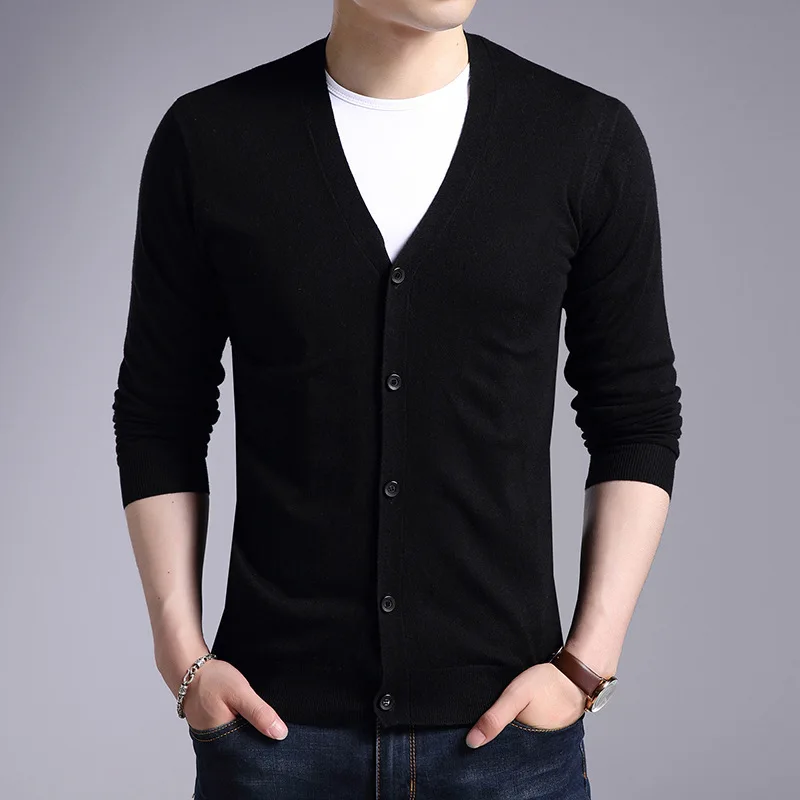 MRMT 2024 New Men's Sweater Cardigan V-neck Casual Wild for Male Self-cultivation Solid Color Sweater Fashion Clothing