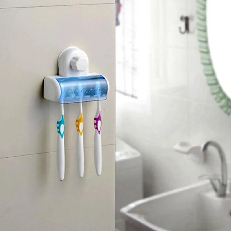 Bathroom Accessories Set Toothbrush Holder Wall Mount Stand Tooth brush Holder Hooks Suction Cup Bathroom Tools Toothbrush Rack