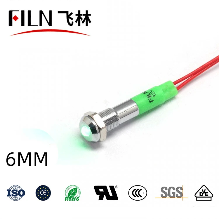 Film sıcak satış Metal 6mm 12v 24v 220v 110v ekipman led pilot ışıkları kırmızı yeşil mavi sarı beyaz led gösterge ışığı