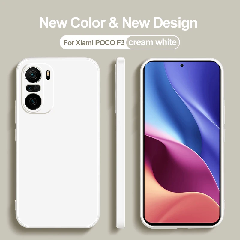 Poco F3 PocoF3 Poco F 3 Pro 케이스 오리지널 스퀘어 액체 실리콘 소프트 폰 커버, 샤오미 Poco F3 Poco F3 PocoF3 Poco F 3 Pro