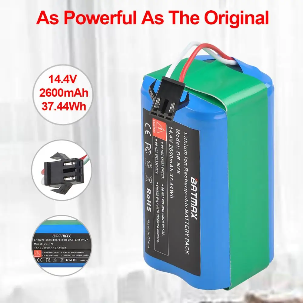 Batmax 14.4V 2600mAh Li-ion Battery for Ecovacs Deebot N79 N79S DN622, Eufy Robovac 11 11S 12 15C 15S 35C Conga Excellence 990
