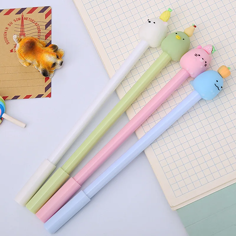 20 PCs Creative Animal Fruit Pen Korean Version of The Black Student Test Water Pen Cute Cartoon Office Pen