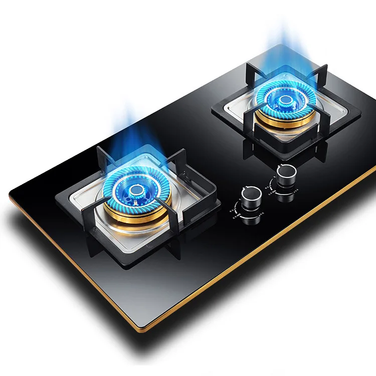 موقد غاز مزدوج ، موقد طاقة نار كبير ، موفر للطاقة ، سطح مكتب ، زجاج مقسّى ، آلة طهي