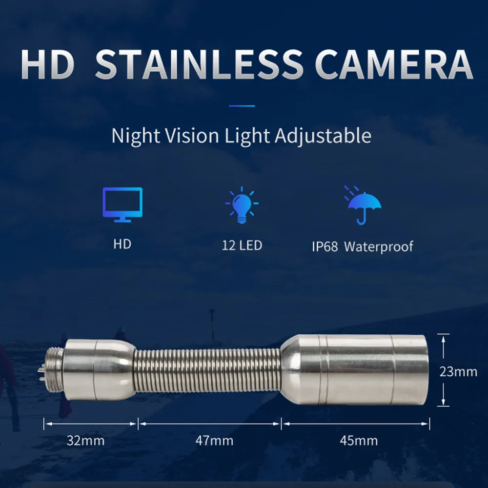 SYANSPAN DVR Sewer Piping Endoscope Drain Camera Wall Pipe Industrial  Inspection  Camera 9'' Monitor 8GB Card  IP68 Waterproof