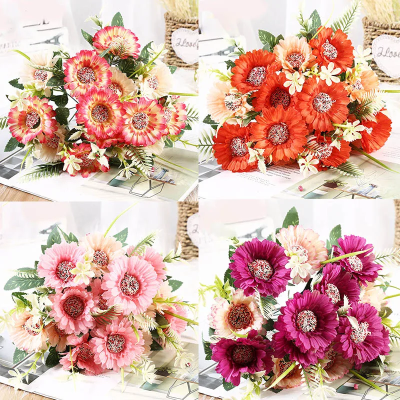 1 bunch of artificial Gerbera silk flower daisy artificial flower sunflower home garden party wedding decoration