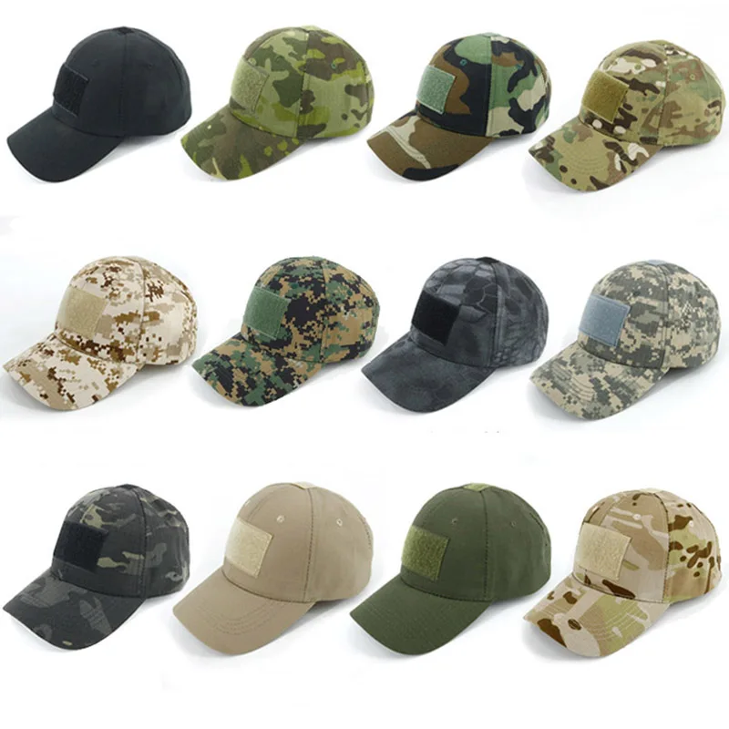 Gorra de béisbol con estampado de camuflaje para hombre, gorro táctico con Cierre trasero, 13 colores