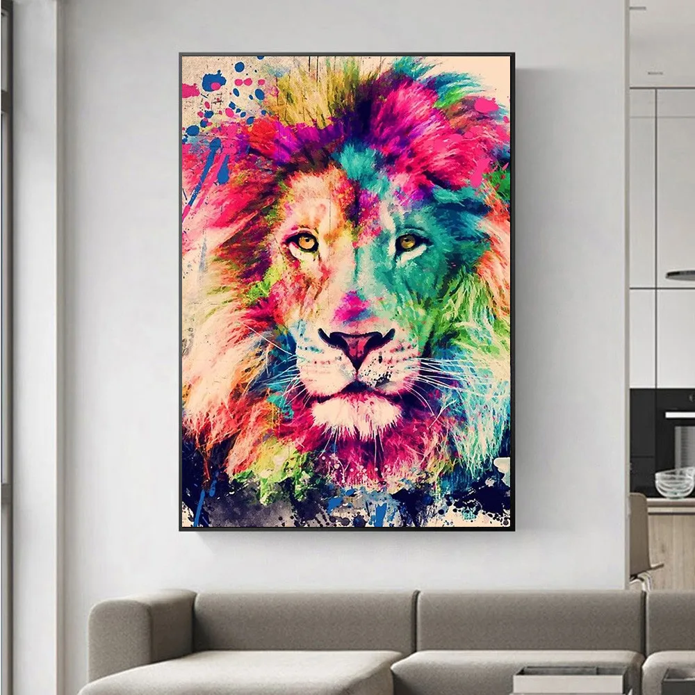 

Diamond Painting Colorful Poster Painting Modern Animal Lions diamond embroidery Painting Pictures For Home Decor Wall Art