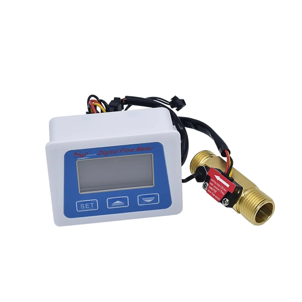 Digital LCD display Water flow sensor meter flowmeter totameter Temperature time record With G1/2 flow sensor