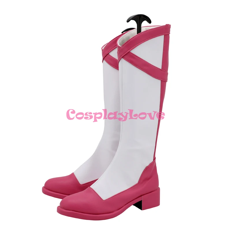 One Piece Germa 66 Vinsmoke Reiju White Pink Shoes Cosplay Long Boots Leather Custom Made For Party Christmas Halloween