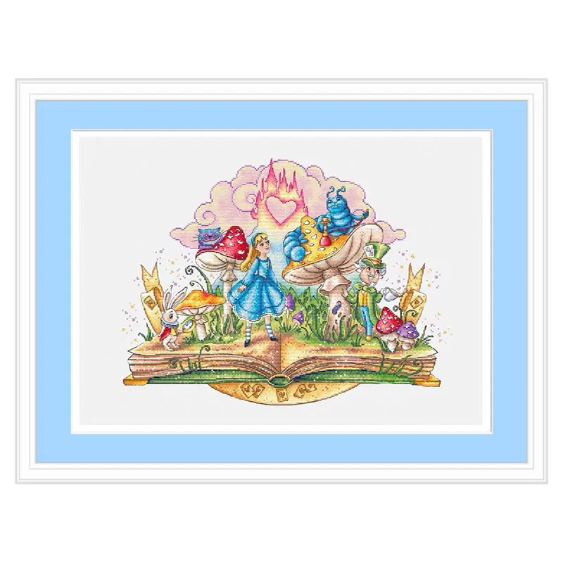 Precise Printing Kit Fishxx Cross Stitch A3317 Anime Cartoon Dreaming in Wonderland Fairy Tale World Bedroom Painting