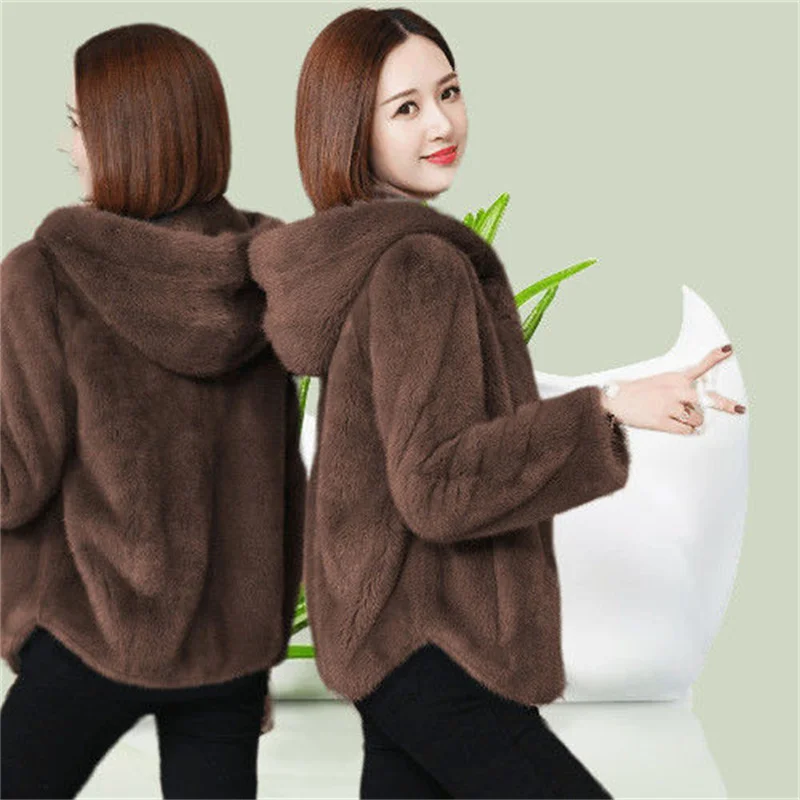 Fleece Thick Coat Women Tide 2021 Winter Short Double-Sided Fleece Warm Hooded Sweater Female Zipper Loose Cardigan Jacket A672