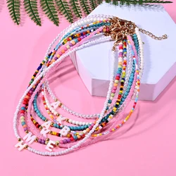 Bohemia Beaded Choker Necklace For Women Short Boutique DIY A-Z Letter Shell Pendant Female Neck Chains Bead Party Jewelry
