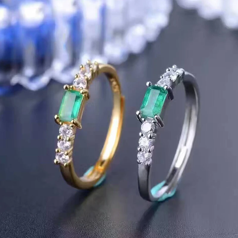 Simple Silver Emerald Ring 3*5mm Natural Emerald Gemstone Solid Silver 925 Silver Emerald Ring Valentine Day Gift for Girlfriend - Image 4