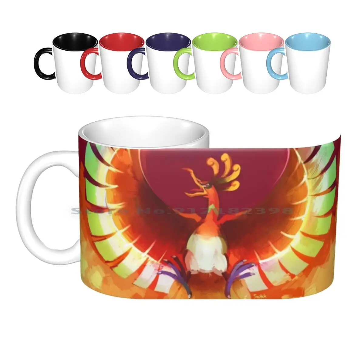 Phoenix Ceramic Mugs Coffee Cups Milk Tea Mug Oh Ho Hooh Gold Gsc Johto Type Fire Flying Type Bird Fire Flames Legendary