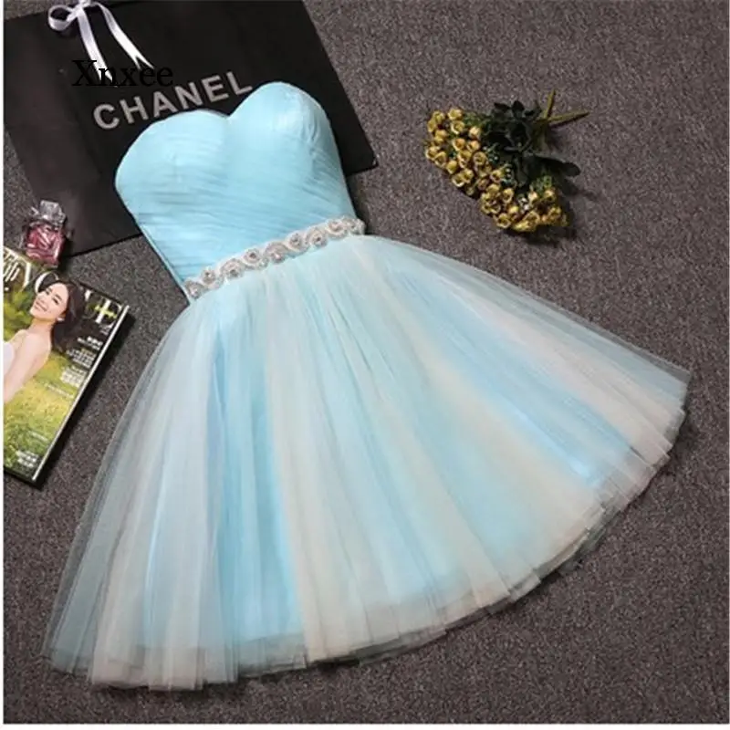 

Charming Strapless Sleeve Evening Dress with Belt Fashion Zipper Back Tulle Elegant Graduation Party a Line Dresses Bow Clothing