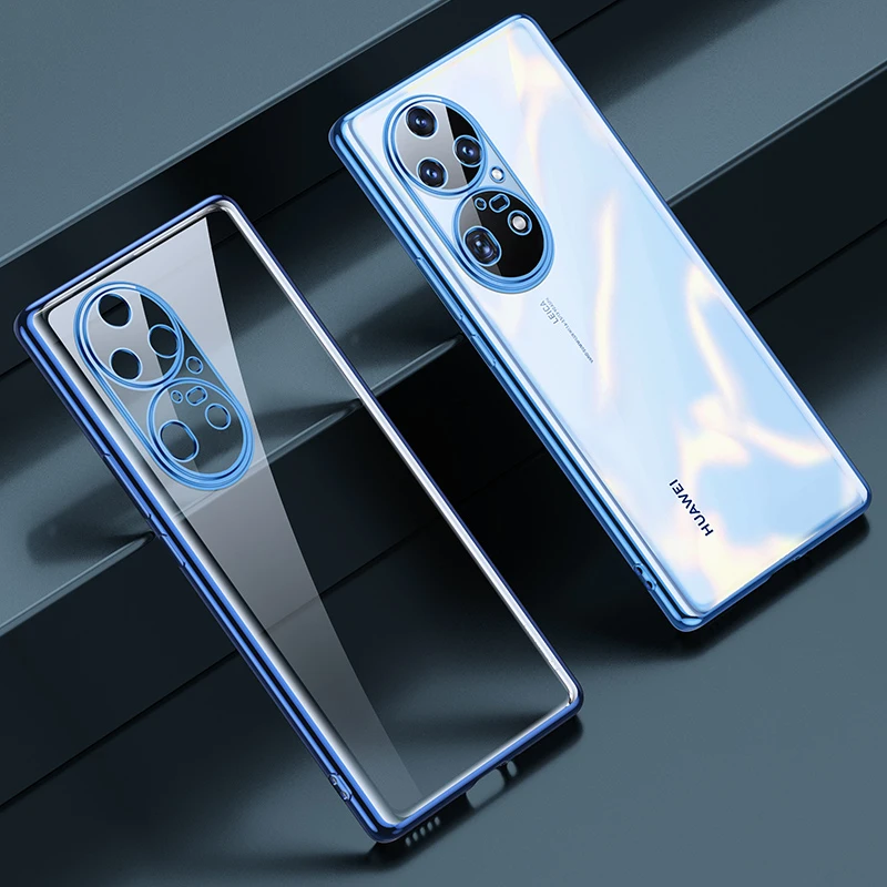 

Electroplated Frame Phone Case For Huawei P20 P30 P40 Lite P50 Pro Mate 20 30 40 Pro P Smart 2021 Clear Cover Soft TPU Case T18