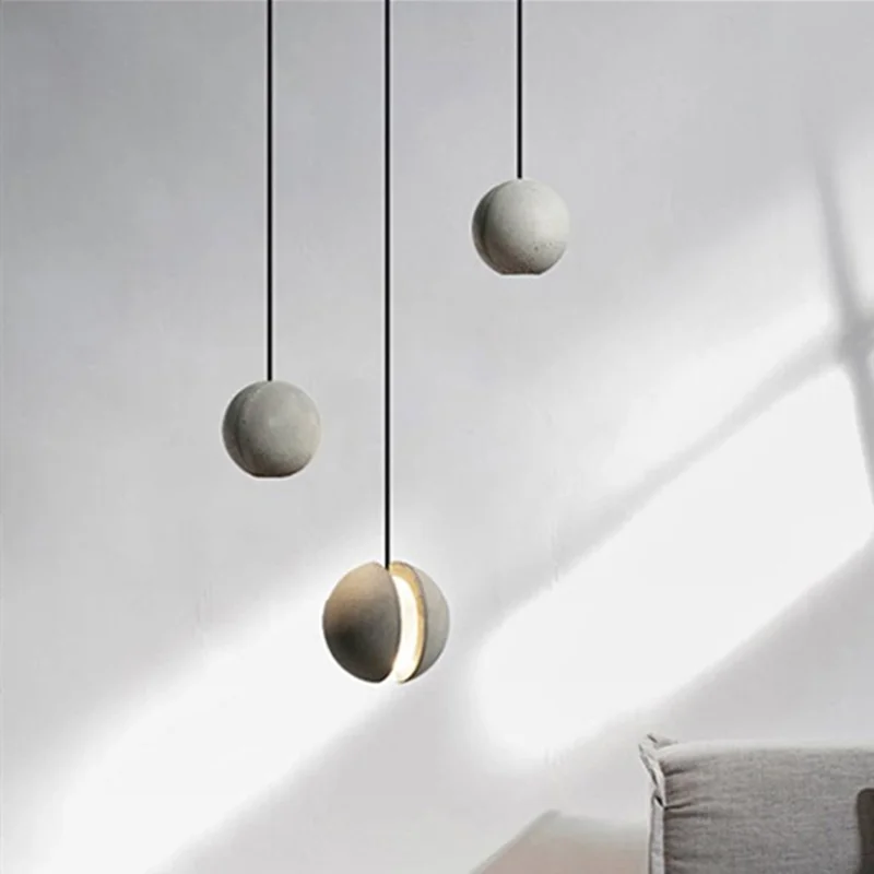 

Moon Concrete Pendant lamp Cafe Bar kitchen island LOFT Industrial pendant light Ball decoration dining room light fixtures