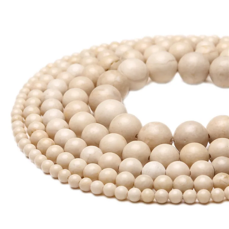 Natural Stone Beads Ivory Shell Round Loose Beads For Jewelry Making DIY Handmade Bracelets 4/6/8/10/12MM