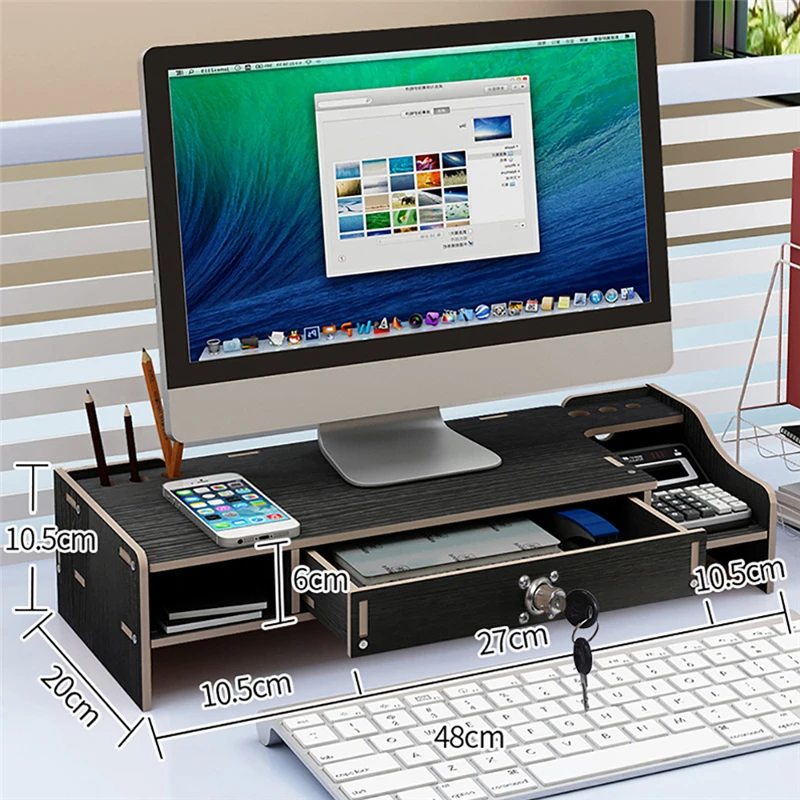 Desk-Holder Shelf Laptop-Stand Wood Desktop Monitor Stand Computer Screen Riser Shelf Plinth Strong Laptop Stand Desk Holder