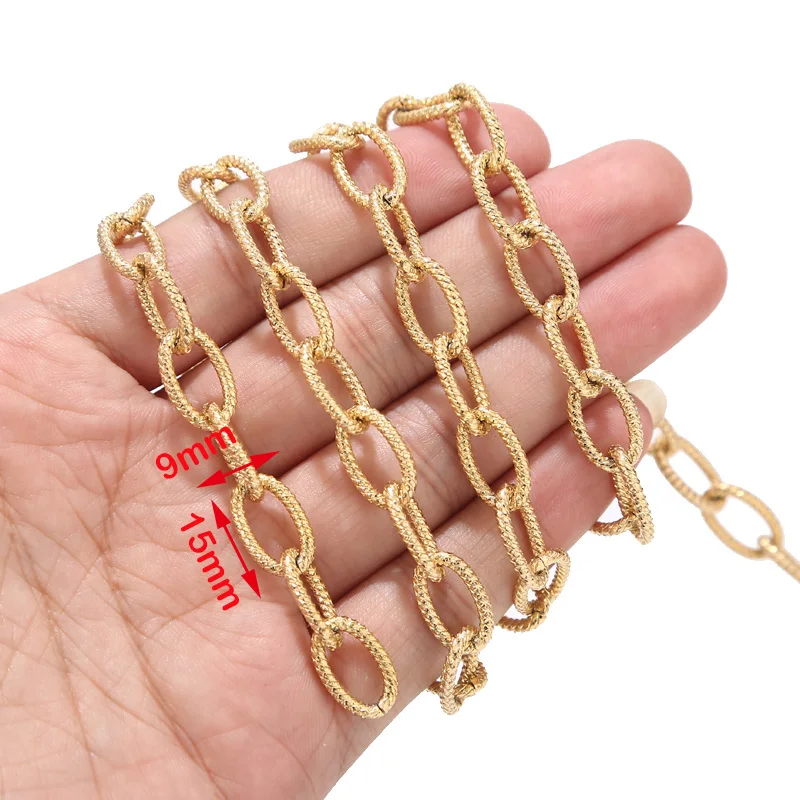 1 Meter Rvs Heavy Cirkel Rolo Chain 9X15Mm Dull Zilver Geweven Chunky Chains Voor Punk Rock sieraden Maken
