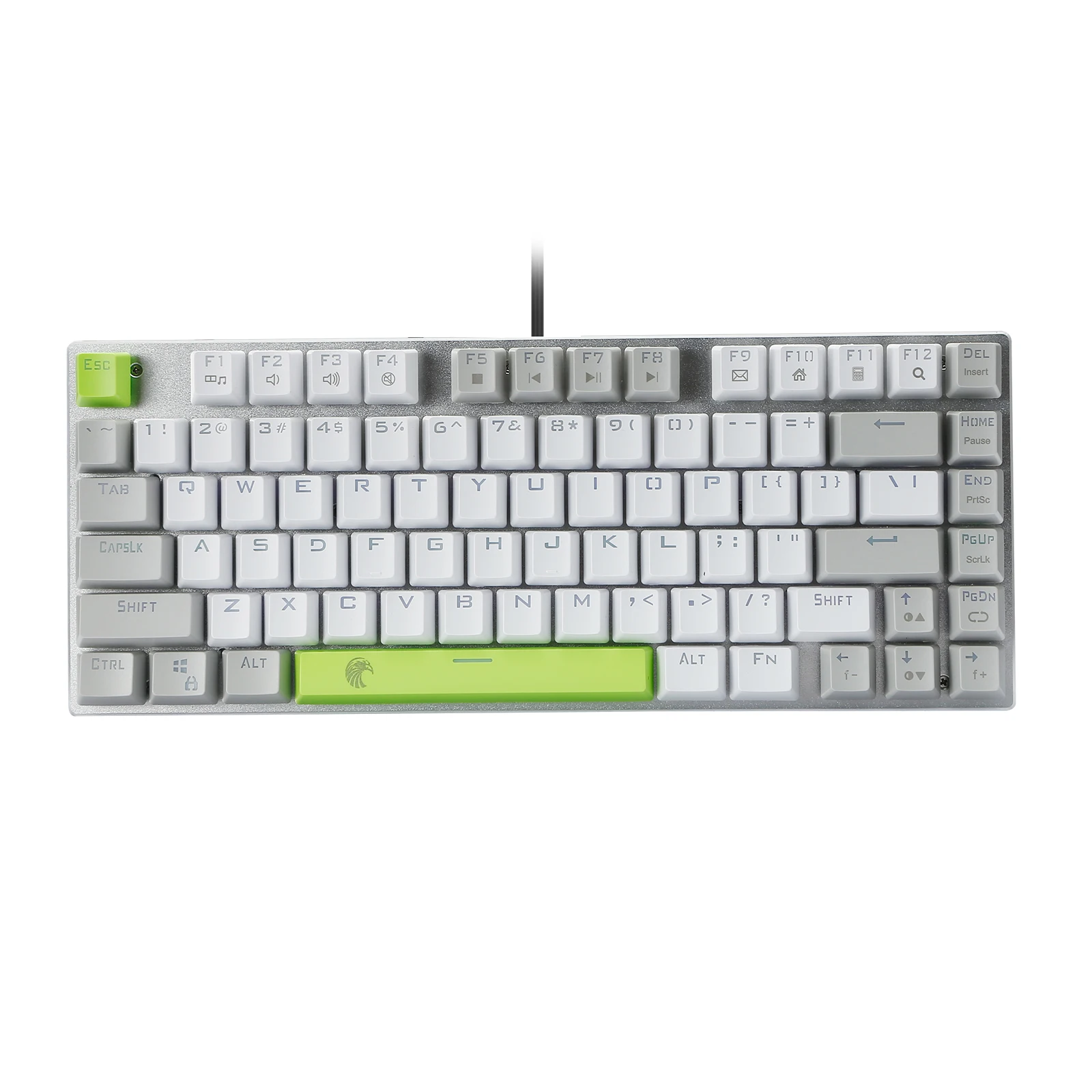 Small Mechanical Keyboard , Led Backlight Clicky Mechanical Switch Wired Keyboard with Removable Cable, Contrast White Z-88