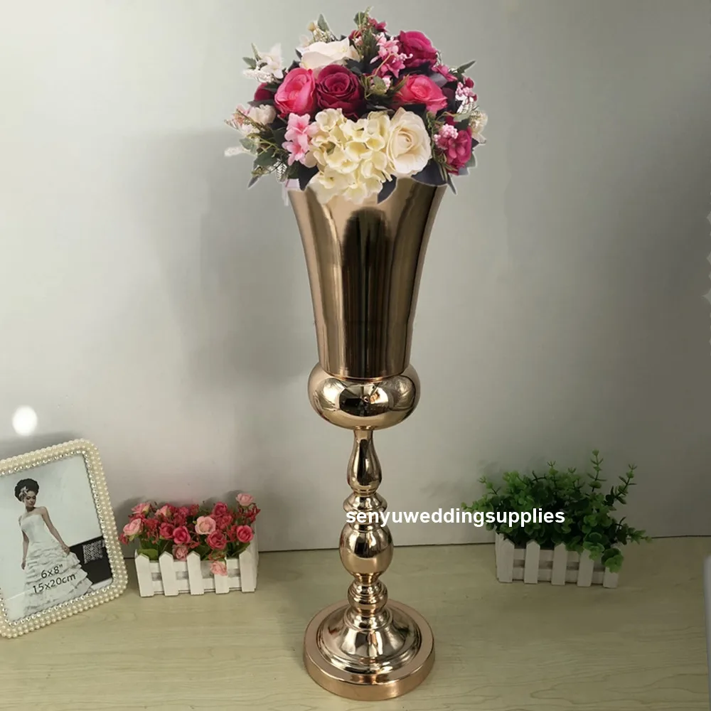 

12pcs ) trumpet metal flower vase wedding centerpiece table vase for wedding decoration with metal vase for wedding senyu01263